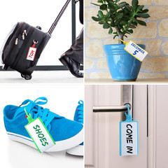 50 Pieces Waterproof Plastic Tags with Marker Pens and Sticker Labels, Self Lock