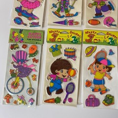 Vintage Happy Stickers & 1976 Imperial Happy Cuties Puffy Fun Stickers Set Of 12
