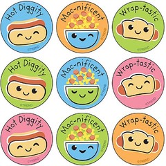 TREND Scratch ‘N Sniff Food Favorites – 288ct Scented Stickers, 8 Scents, Retro