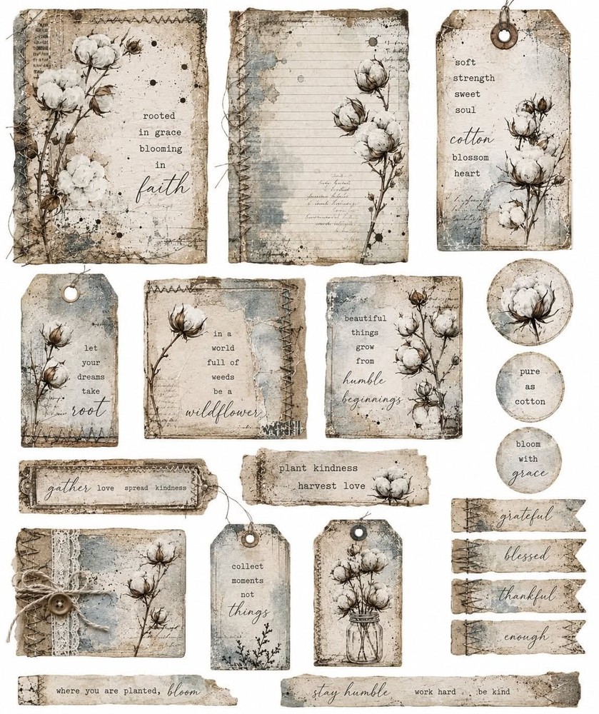 White Floral embellishments Junk Journal Scrapbooking Ephemera
