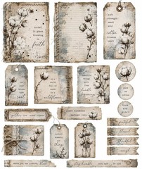 White Floral embellishments Junk Journal Scrapbooking Ephemera