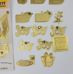 66 Pc Gold Metal Christmas Embossed Embellishments Charms Tree Stocking Ornament