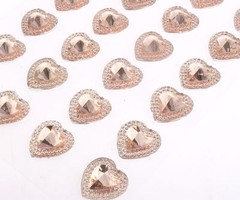 CraftbuddyUS 24 x 16mm Self Adhesive Pointed Resin Pink Hearts Stick on Gems