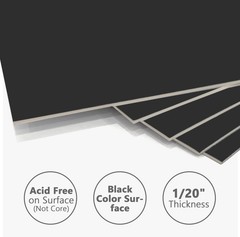 25 PCS Backing Board 8×10 Inch Uncut Black Matboard Acid Free For Art Print
