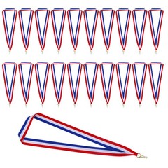 Award Ribbons 20 Pieces Red White Blue Medal Ribbons with Snap Clips Flat