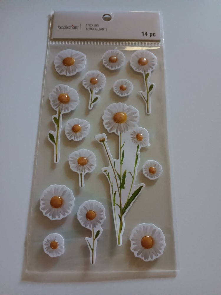 Recollections Stickers Daisy Daisies White Yellow Centers Stems Different Sizes