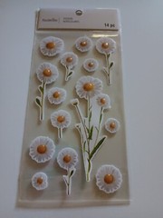 Recollections Stickers Daisy Daisies White Yellow Centers Stems Different Sizes