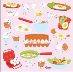 Violette Stickers Egg Frenzy Breakfast Foods Planner Supply Scrapbook Crafts