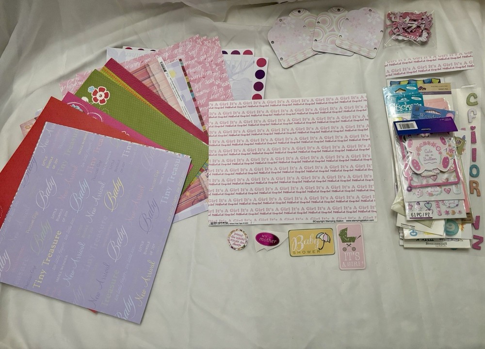 Baby Shower Scrapbook & Craft Bundle 12×12 Paper + Stickers