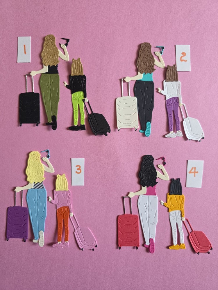 1 Set Of Travel Vacation Tourists Cardstock die cuts For scrapbook & cards #1-4