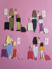 1 Set Of Travel Vacation Tourists Cardstock die cuts For scrapbook & cards #1-4