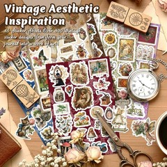 300 Pcs Vintage Stickers, Junk Journal Supplies, Cute Stickers for Journaling Su