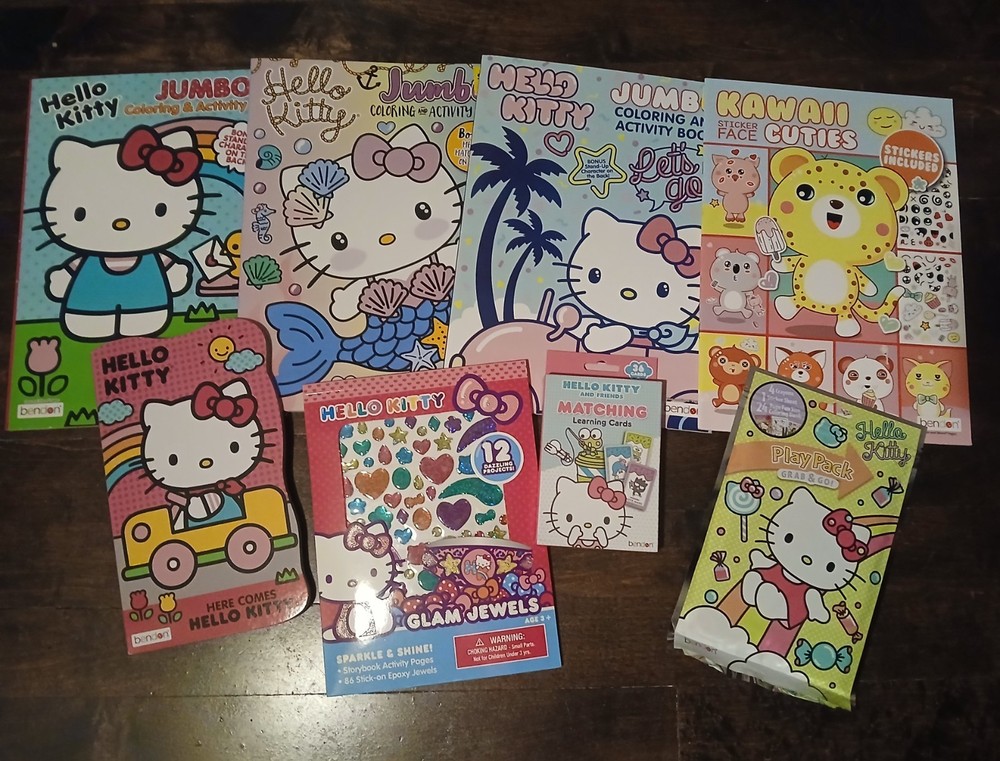 Hello Kitty Coloring, Activity, Stickers, Cards Bundle. Brand New