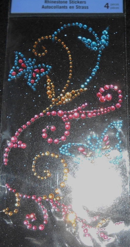 Flourish Blue Orange Pink Flower Butterfly Bling Gems Recollections Stickers