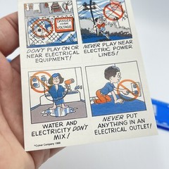 Vintage 1988 80s Culver Company Safety Advertising Electricity Sticker Sheet