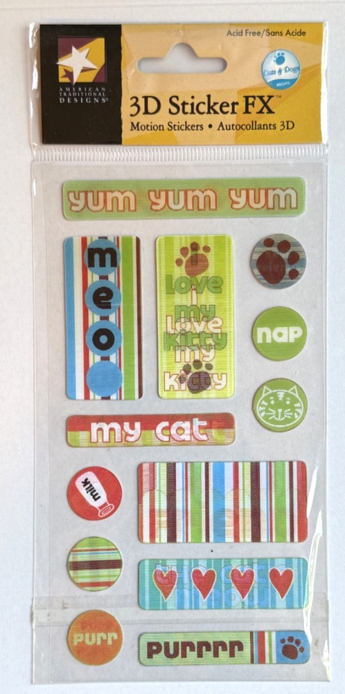 American Traditional Designs 3D Sticker FX Here Kitty Cat Pet MEOW Paw Print