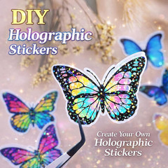 36 Sheets Holographic Sticker Paper Holographic Clear Vinyl Self Adhesive Waterp
