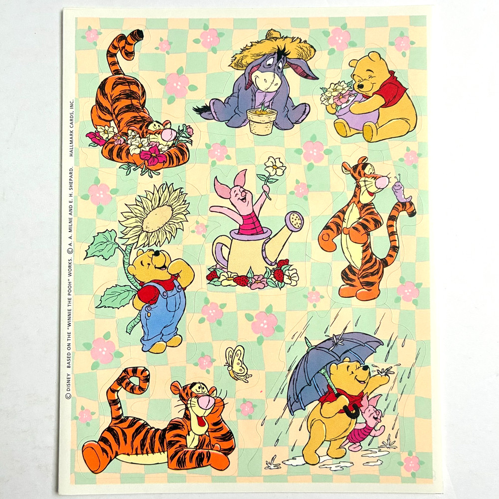 Vintage Hallmark Winnie the Pooh Spring Stickers 1 Sheet Tigger Eeyore Flowers