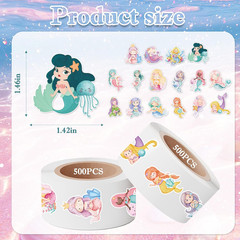 1000 Mermaid Stickers 3 Inch Decals 16 Designs for Gift Bags or Scrapbooking