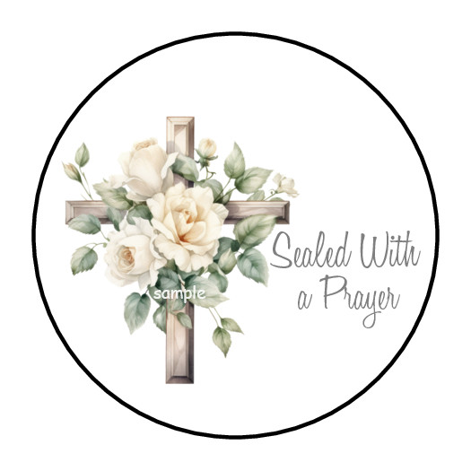 30 SEALED WITH A PRAYER ENVELOPE SEALS STICKERS LABELS TAGS 1.5″ ROUND FLORAL