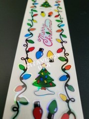 HAMBLY STUDIOS STICKERS FOIL HOLOGRAPHIC BORDER MERRY CHRISTMAS TREE LIGHTS RARE