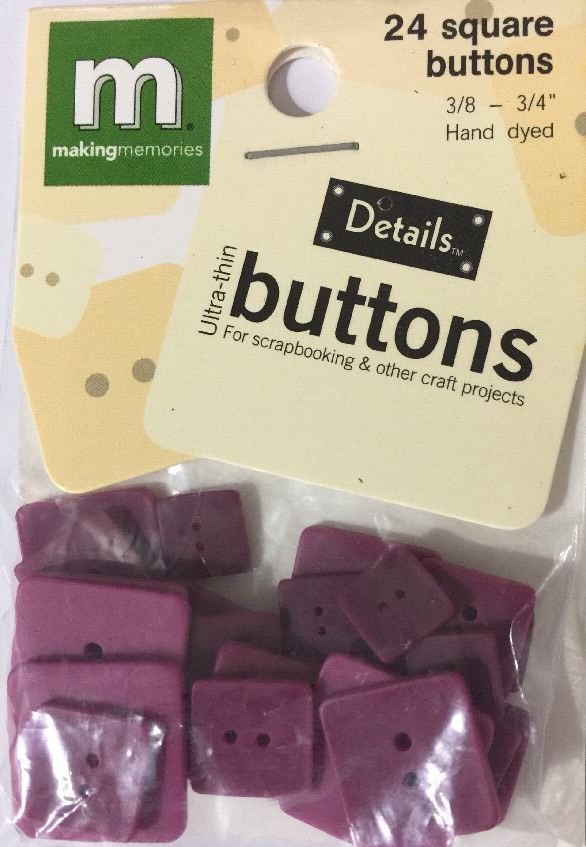 BERRY SQUARES ULTRA-THIN BUTTONS(24pc)Making Memories•Asst. Sizes 3/8″-7/8″