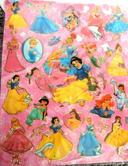 DISNEY PRINCESS Laser Stickers CINDERELLA Snow White ARIEL Jasmine AURORA Belle