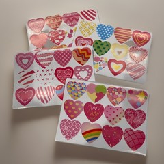 56 sheets 5×7 Heart Stickers/Labels Multi Design LOVE Swirls Bag Stuffers Craft