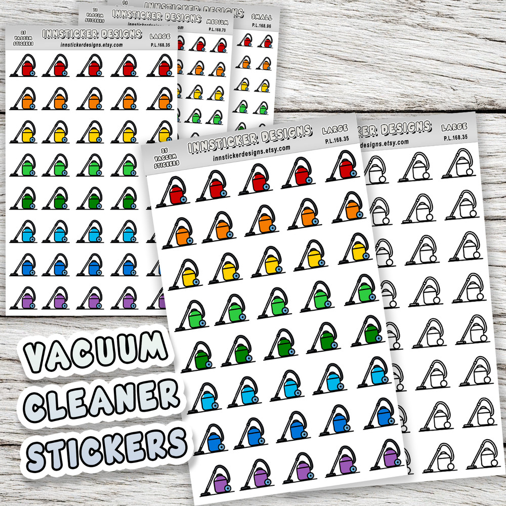 Vacuum Cleaner Stickers, Mini Icon Reminder Planner stickers, Journals, books