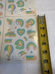 Vintage (4) Sheets Hallmark Sticker Lot 80s Rainbows Balloons Pencils Pastels