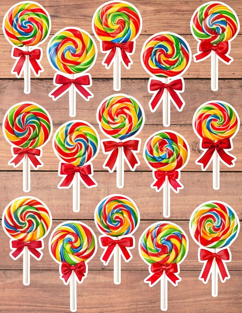 Rainbow Lollipop Die Cut Vinyl Stickers Set Scrapbooking Laptop Waterbottle