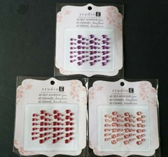 NIP Studio G 3 Packs Self Adhesive Gems Purple Pink Red Bling Stickers