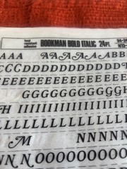 2 Letraset INSTANT LETTERING Transfer Letters Bookman BOLD ITALIC 24pt partial 2