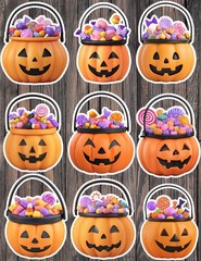 Trick Or Treat Pail Halloween Vinyl Stickers Scrapbooking Laptop Waterbottle