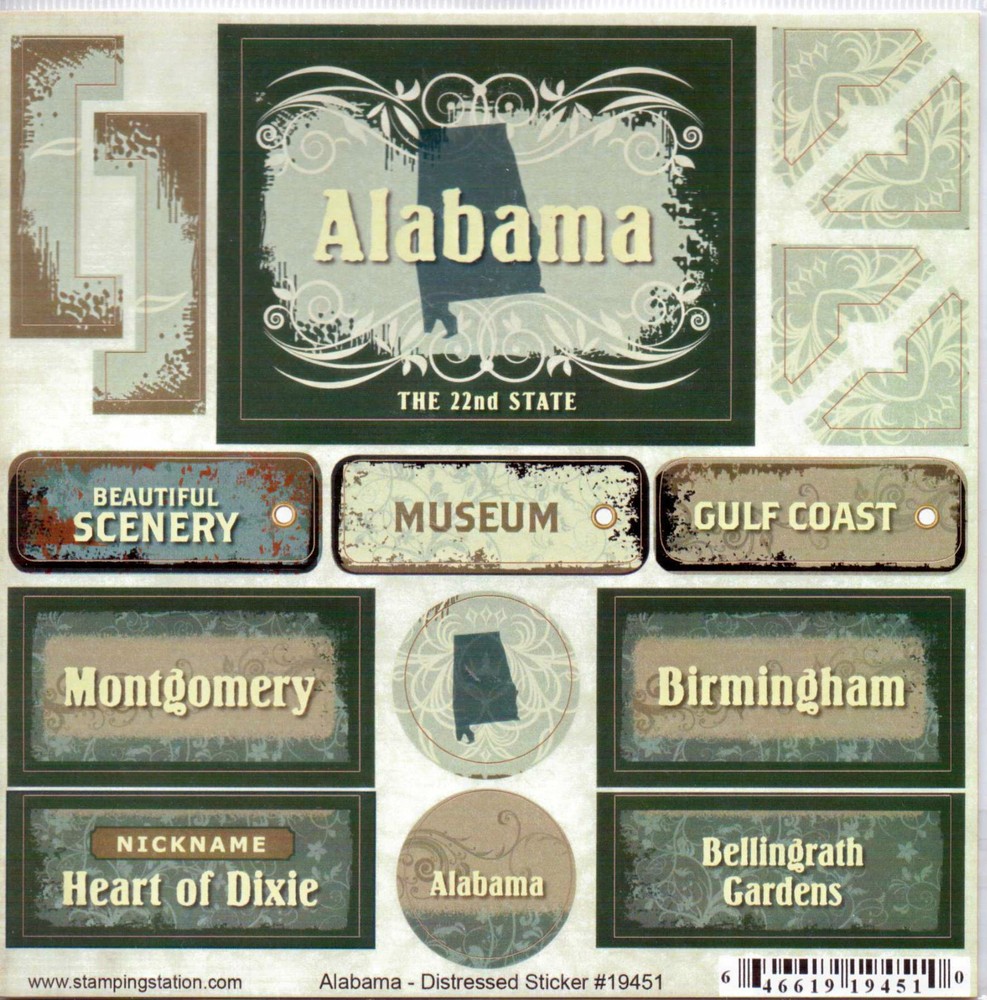 Stamping Station Distressed Stickers MANY Varieties States/Cities~Nice!~Unique