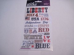 Scrapbooking Crafts Sticker Pack EK Success Sticko Liberty Phrases Sayings USA