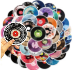 50pcs Vinyl Record Stickers, Music Stickers for Water Bottle, Tech and Scrapbook