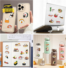 50 Pcs Kawaii Japanese Food Sticker Cute Sushi Roll Rice Stickers Waterproof Vin