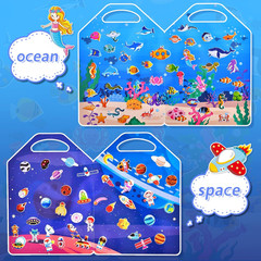 6 Set (260Pcs) Puffy Sticker Books Activity for Kids, Animal, Farm, Dinosaurs, S
