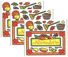 Frances Meyer NOVEMBER Thanksgiving Fall Harvest PIE Scrapbook Stickers 3 Sheets