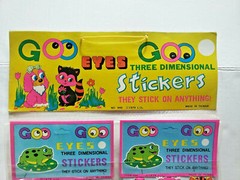 Vintage 1979 Goo Goo Eyes Puffy Stickers Display of 4 Sealed New Old Stock