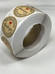 25mm Hand Made With Love Especially for You Thank You Stickers 500/Roll