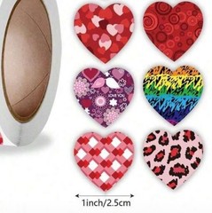40 PCs Heart Shaped 1 Inch Stickers Multi Colored Envelope Seals Valentines Day