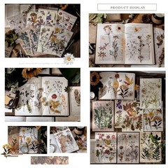 Large Dried Flower Stickers – 80PCS Waterproof Transparent Floral Decals for Jou