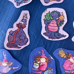 80s Stickers Vintage Hallmark Halloween Witches, Dragons Scratch Sniff Grape!!