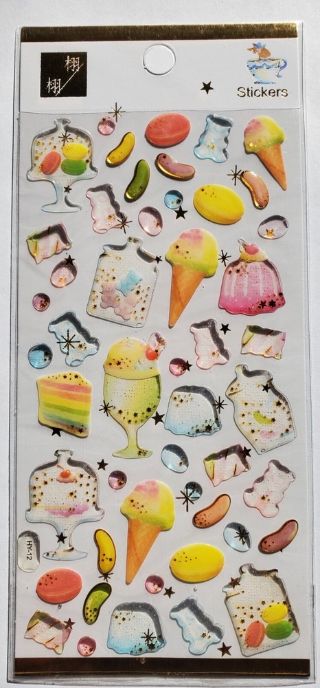 SWEET TREATS Glitter Magic Dimensional Sticker Sheet with gold accents