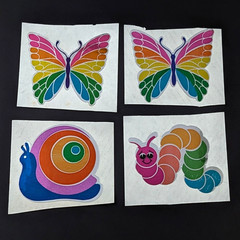 Vintage Hambly Mylar Sticker Lot Rainbow Colors Animals Insects Star Cloud Kite