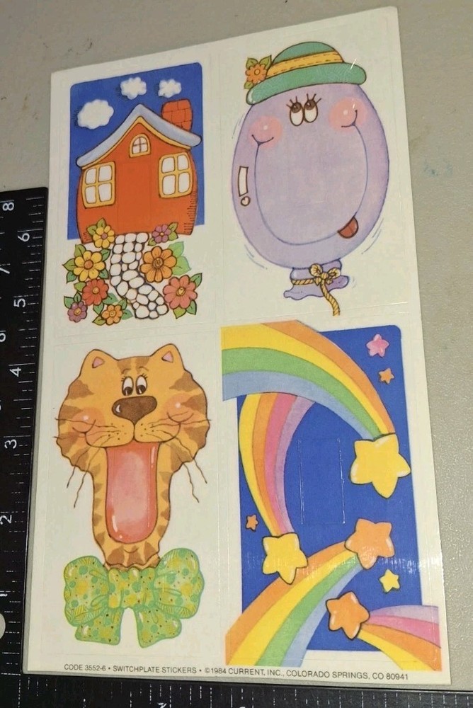 Vintage Stickers Rainbows Switch plate Covers 1 Big Sheet Current