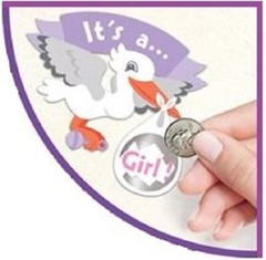Gender Reveal Girl, scratch-off, 4×7″ scrapbook stickers Sticko 52-01381