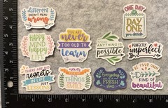 Lot of 10 Assorted Positive Affirmation Stickers Smile Happy Love Fitness